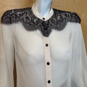 Sheer blouse with French lace